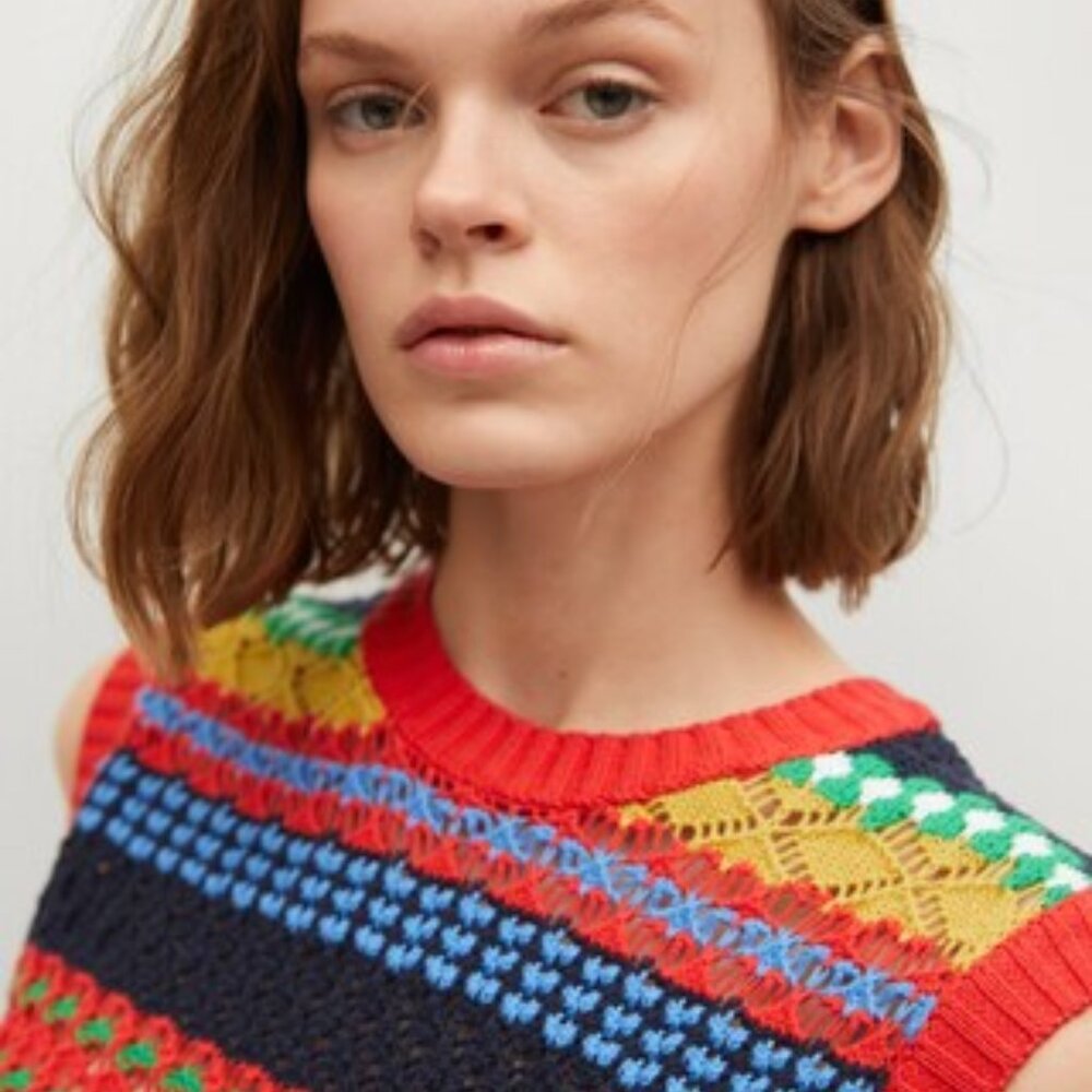 Mango Multicolor Knit Sleeveless Sweater Vest - Picture 4 of 13